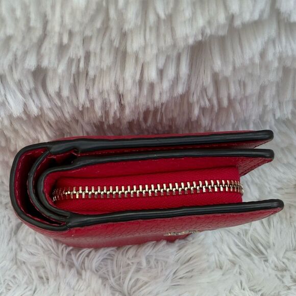 Kate Spade Hot Pink Medium Compact Bifold Pebbled Leather Wallet - Picture 10 of 12